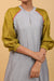Color Block Raglan Sleeve Kurta Set in Grey & Lime Yellow Chanderi Handloom (Set of 2)