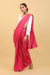 Coordinate Set- Pink Saree and White Wrap Blouse in Cotton with Silver Stripes (Set of 2)
