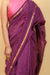 Purple Chanderi Saree With Hand Block Print & Pencil Border