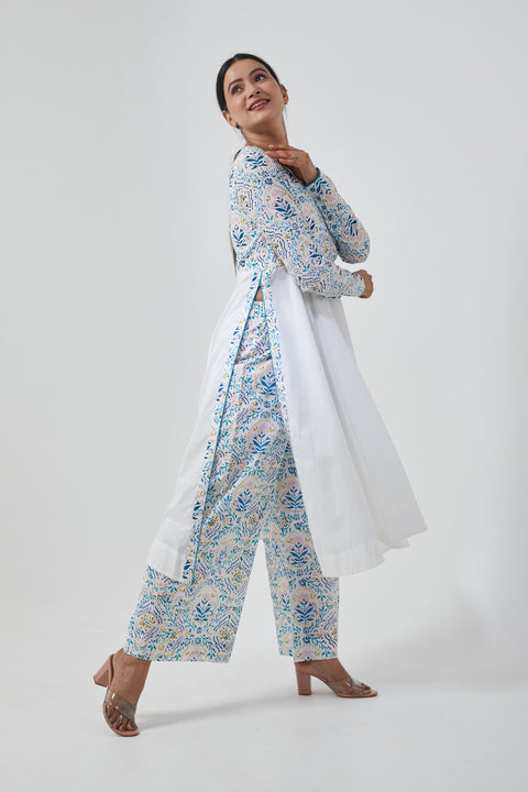 Premium Anarkali Kurta & Palazzo in Cotton Handblock Print (Set of 2) - By Vinusto