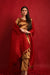 Straight Kurta & Pants Set in Gold Zari with Deep Red Chanderi Dupatta- Hand Loom (Set of 3)