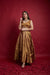 Gold Zari Lehanga Set with Maroon Stripes Dupatta in Handloom (Set of 3)